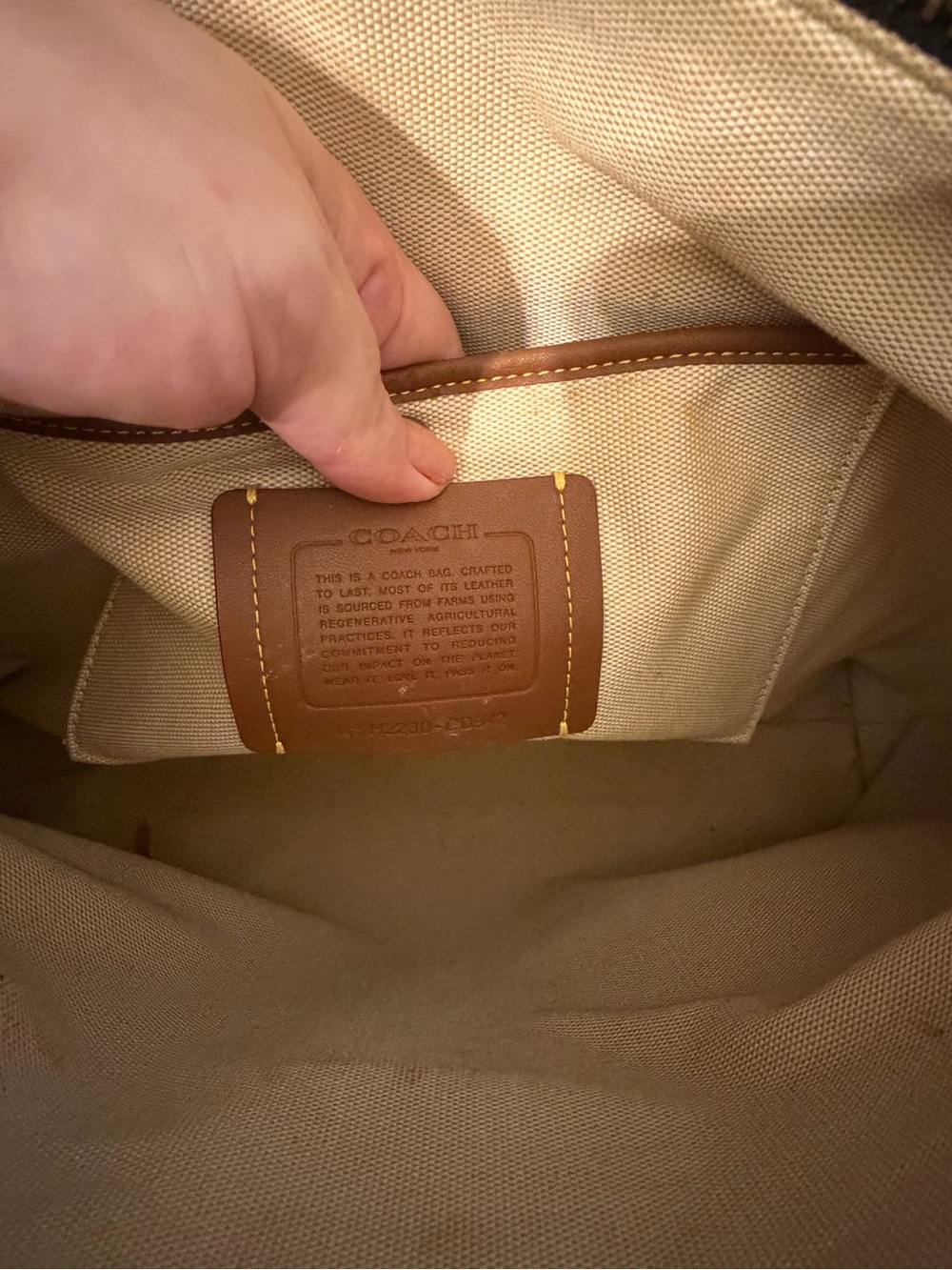 Coach Rogue 39 Olive Green Leather Tote with Cognac Suede Side Panels - Picture 11 of 16